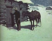 Frederic Remington The Belated Traveler (mk43) oil